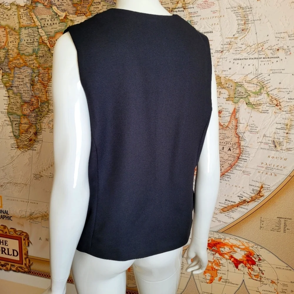 Norton McNaughton vintage 80s black crepe lined vest velvet shawl collar goth 10